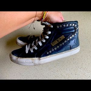 Golden Goose studded high tops with gray laces